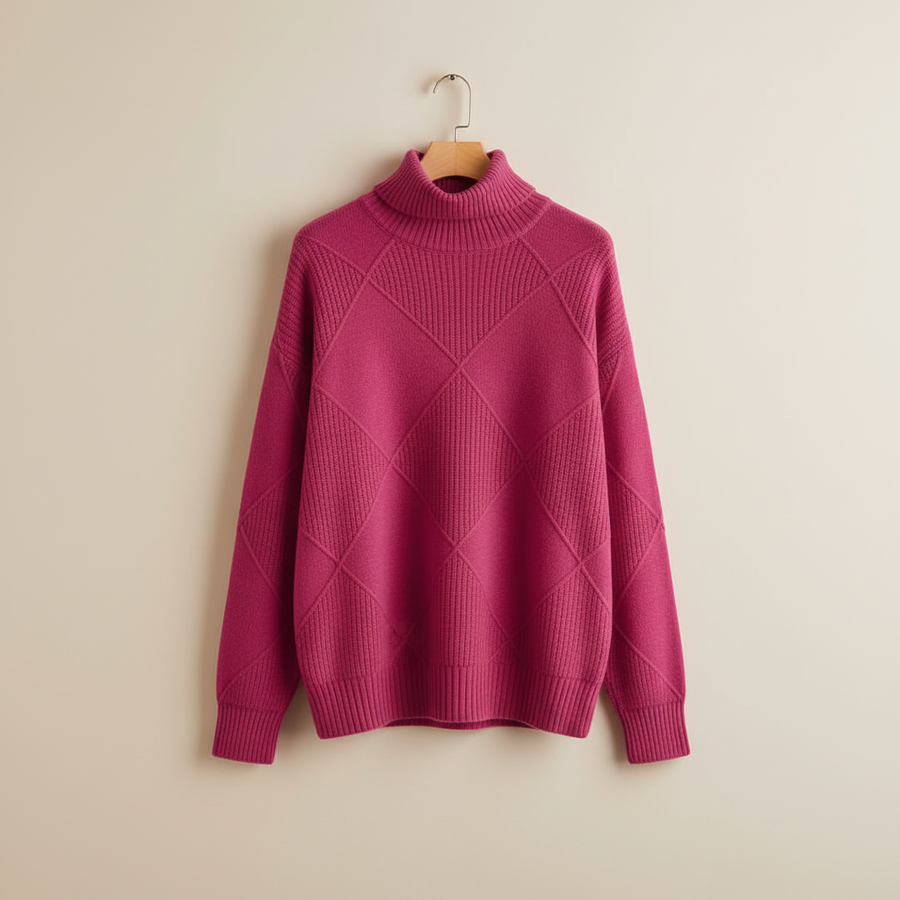 Ginny | Women's Winter Sweater – Diamond Knit Turtleneck view 9