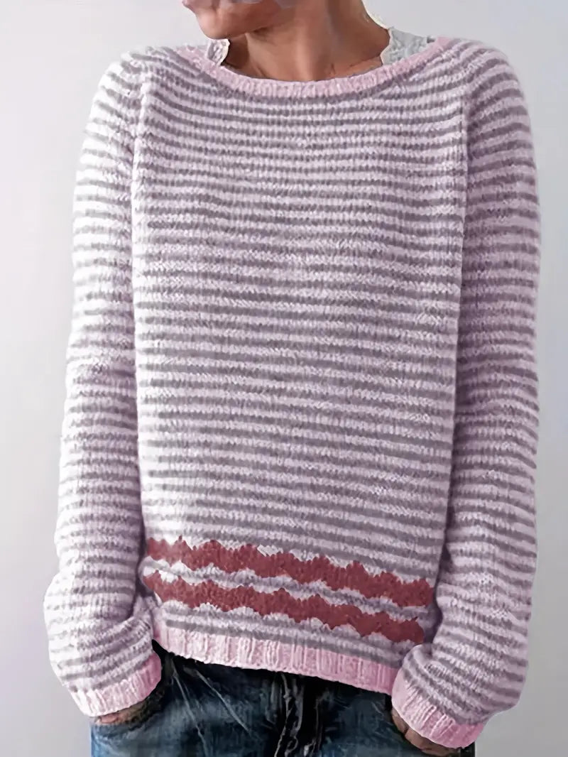 Mabel | Women's Winter Sweater – Striped Pullover