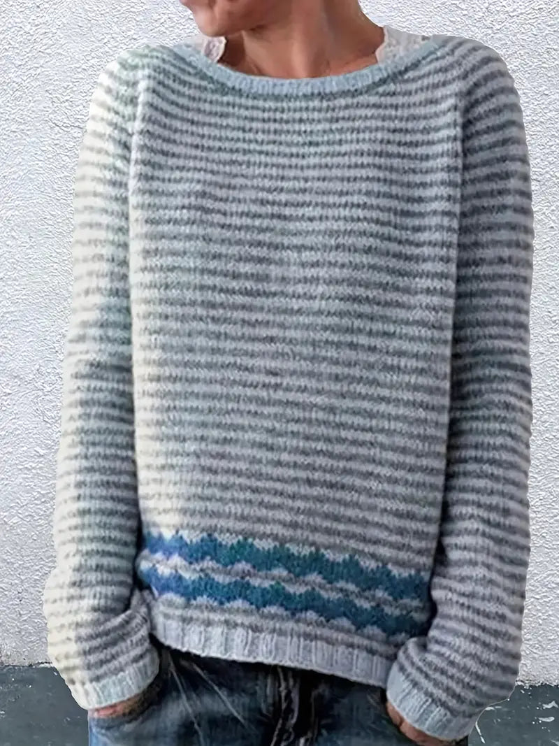Mabel | Women's Winter Sweater – Striped Pullover view 2