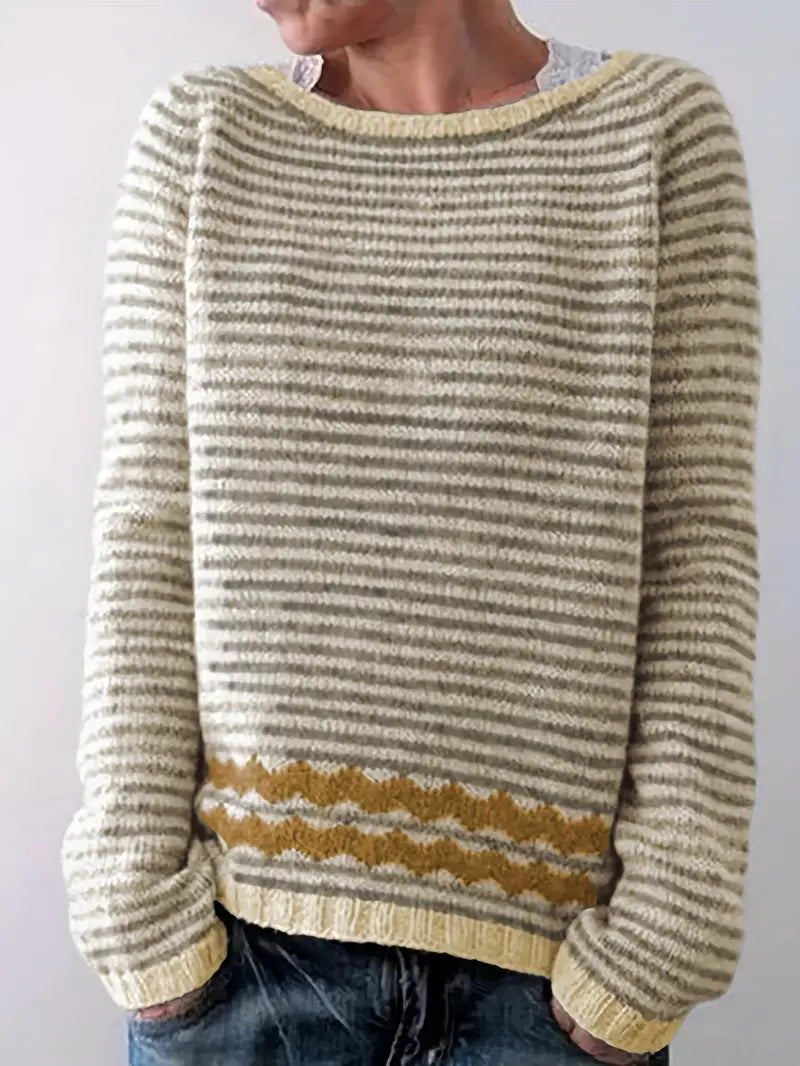 Mabel | Women's Winter Sweater – Striped Pullover view 3