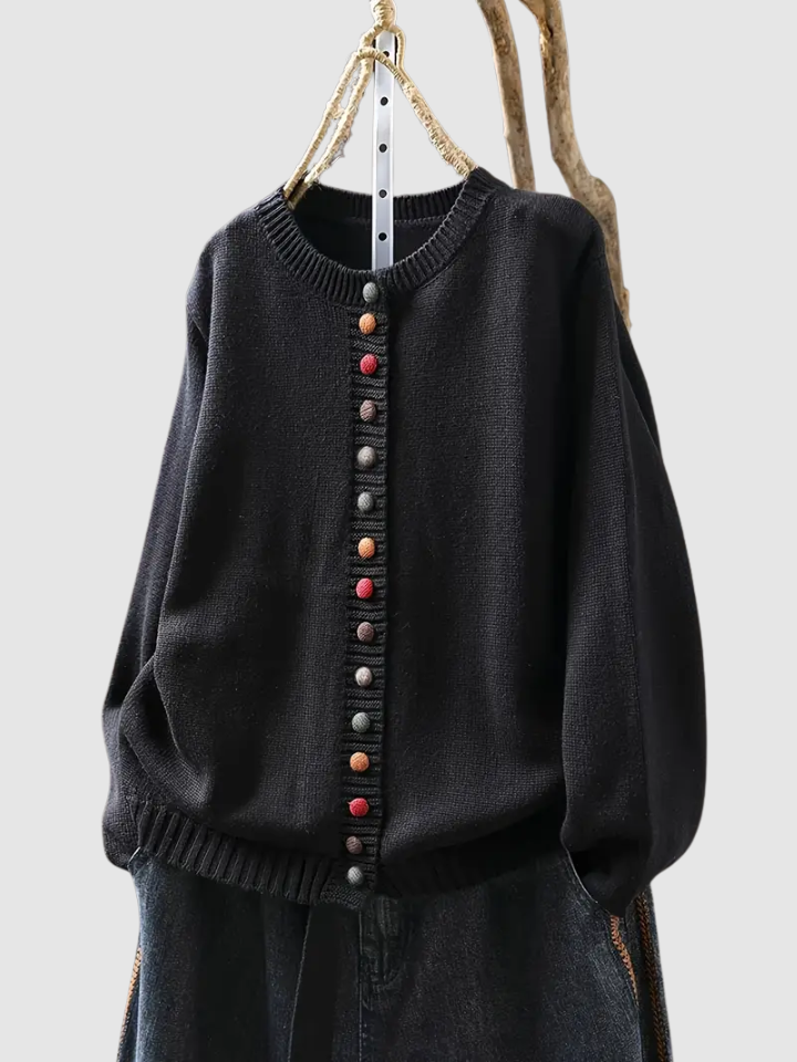 Posy | Women's Winter Cardigan – Button-Front Knit, Beige view 4