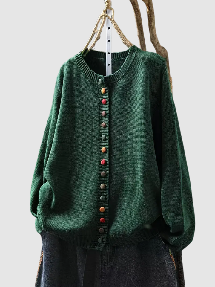 Posy | Women's Winter Cardigan – Button-Front Knit, Beige view 5