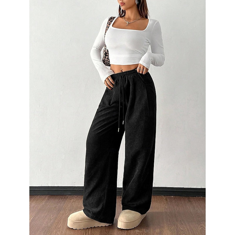 Georgina | Women's Wide Leg Pants – High Waisted Relaxed Palazzo Pants view 12