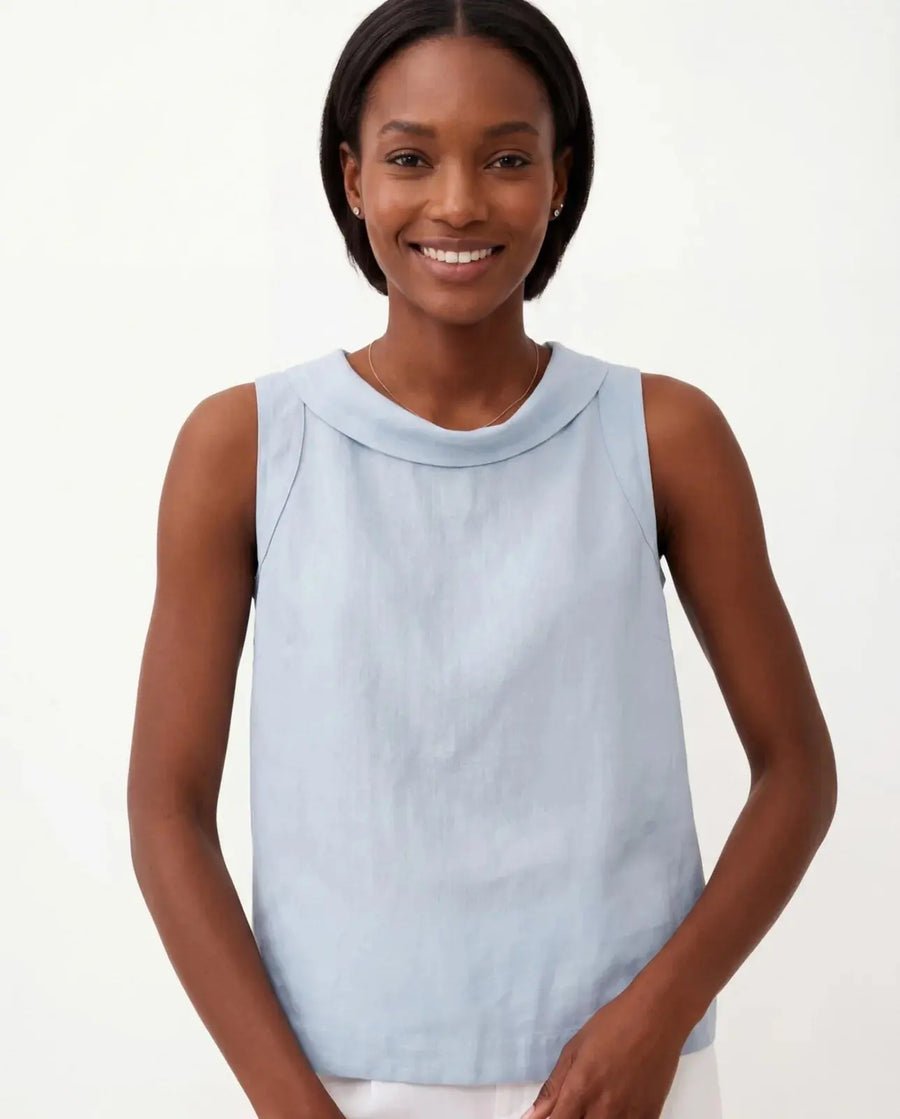 Claire | Sleeveless Roll Collar Top view 3