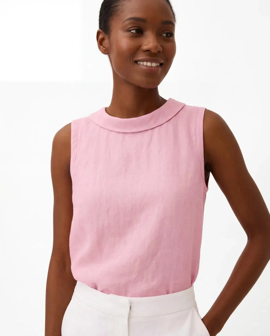 Claire | Sleeveless Roll Collar Top view 4