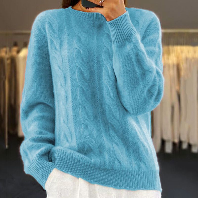 Leonora | Women's Winter Sweater – Cable Knit, Beige view 4