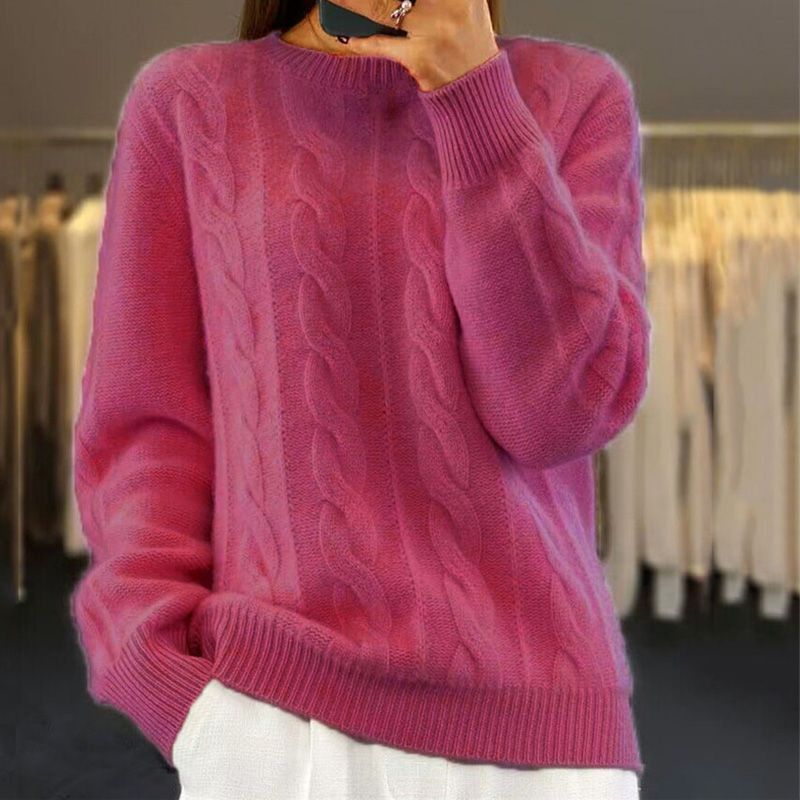 Leonora | Women's Winter Sweater – Cable Knit, Beige view 5