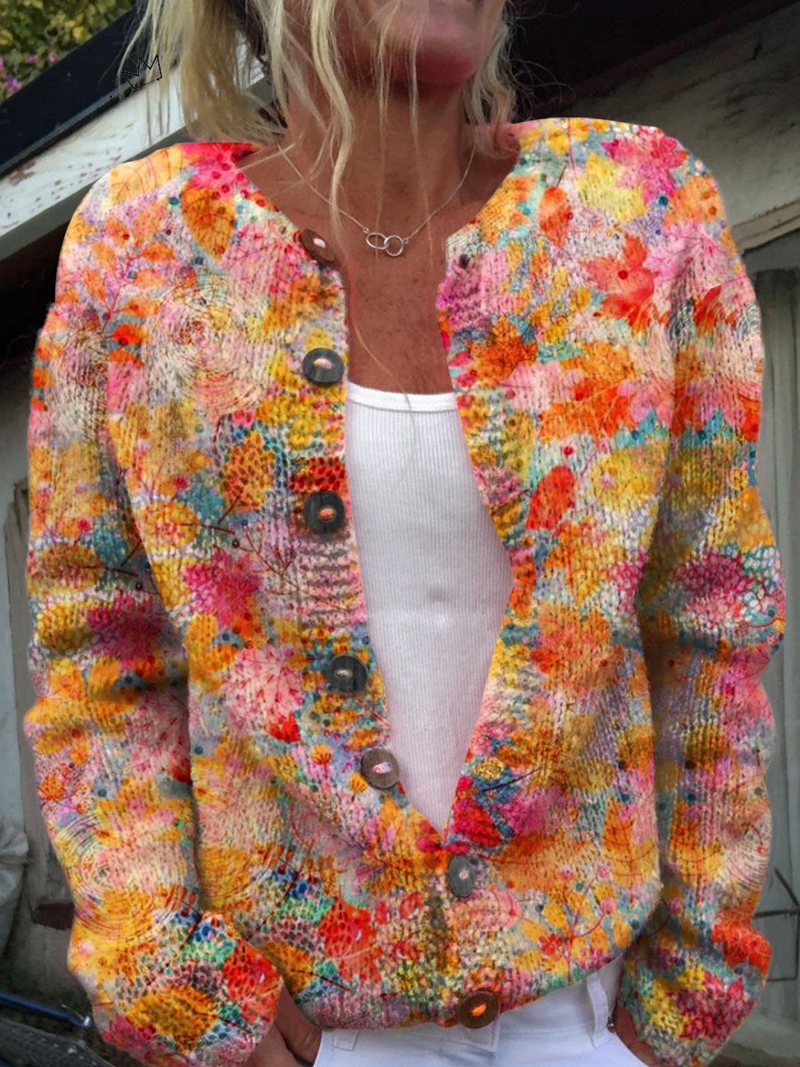 Jessamy | Women's Winter Cardigan – Floral Print Open Front