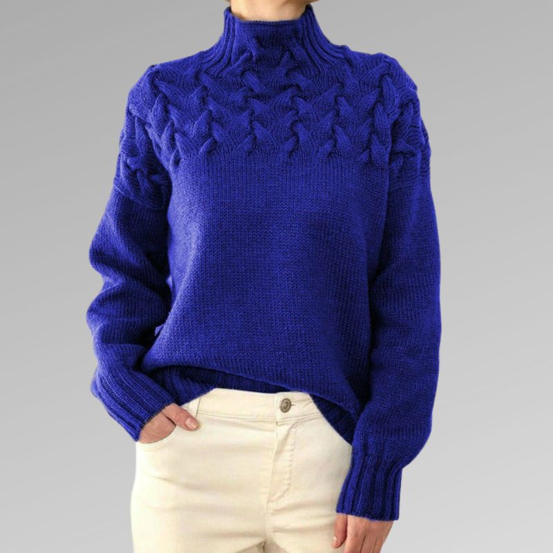 Frida | Women's Winter Sweater – Cable Knit Turtleneck, Black view 5