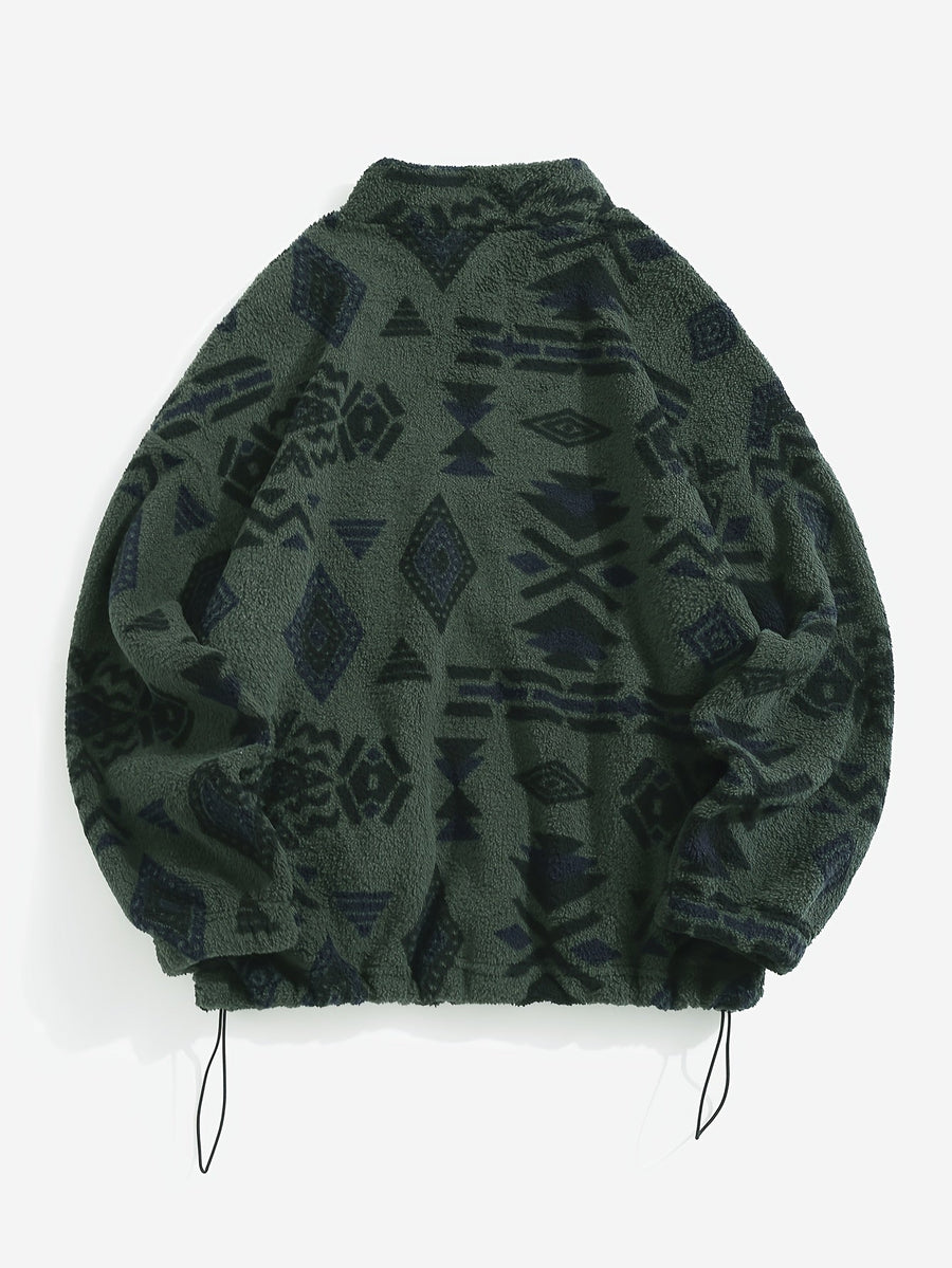 Carmen | Women's Plush Zip Up Jacket – Patterned Cozy Winter Jacket view 9