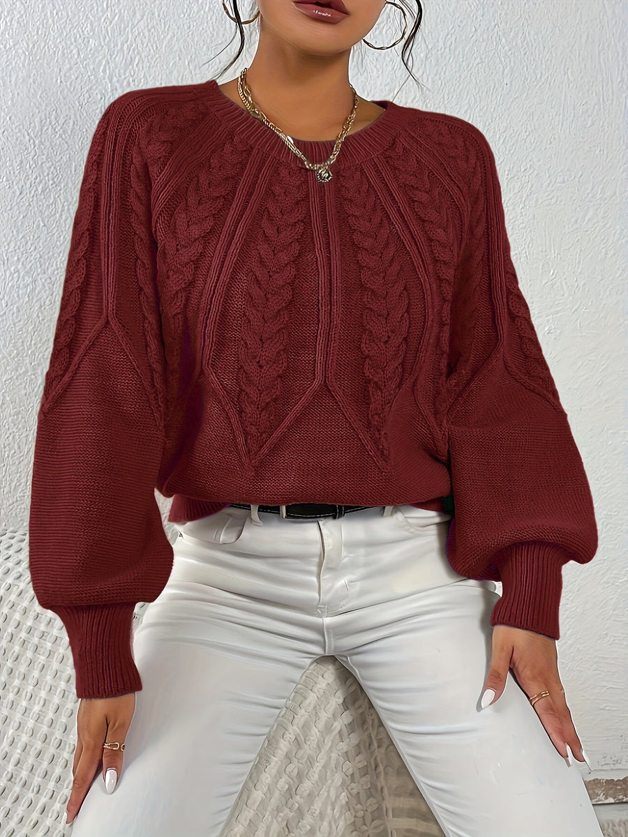 Eleanor | Women's Oversized Cable Knit Sweater – Relaxed Chunky Winter Pullover view 12