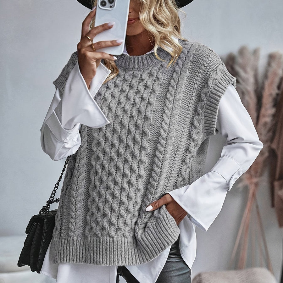 Bridget | Women's Cable Knit Sweater Vest – Cozy V Neck Knit Vest view 4