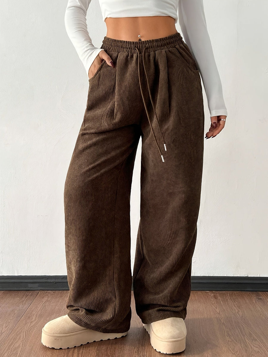 Tallulah | Women's Wide Leg Pants – Relaxed High Waisted Textured Trousers view 3