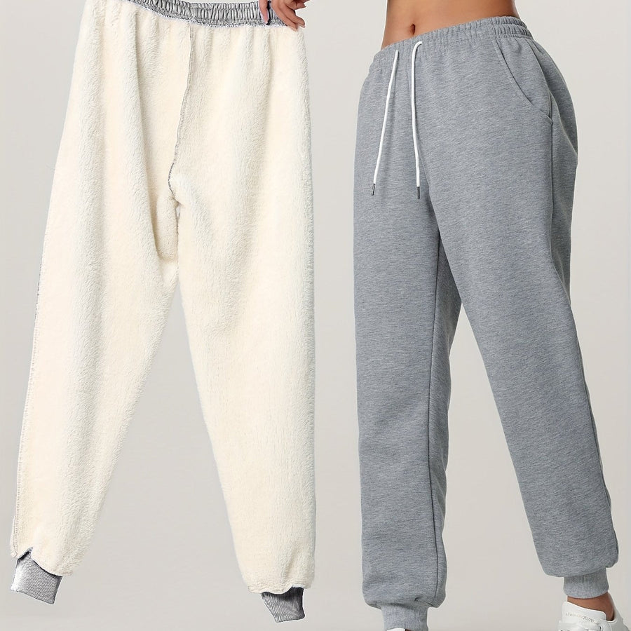 Fiona | Women's Lined Joggers – Cuffed Warm Winter Sweatpants view 26