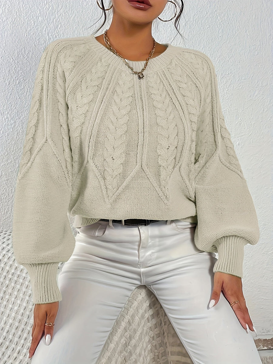 Eleanor | Women's Oversized Cable Knit Sweater – Relaxed Chunky Winter Pullover view 7