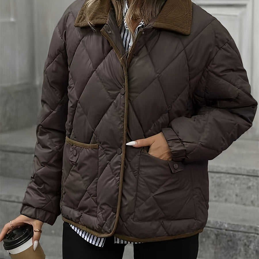 Imogen | Women's Quilted Jacket – Diamond Quilted Padded Winter Coat view 1