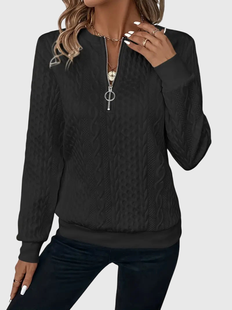 Casimira | Cable Knit Quarter-Zip Sweater view 11