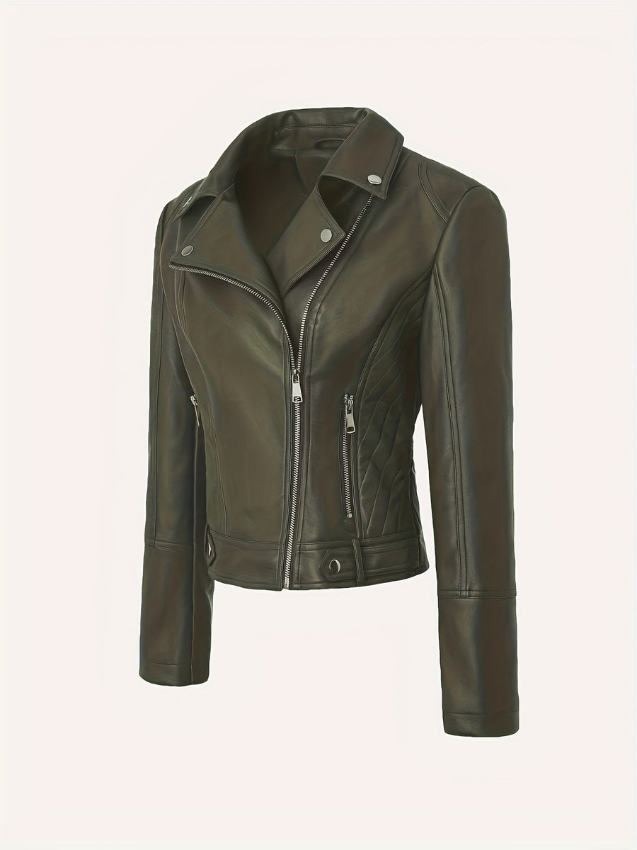 Mabel | Women's Moto Jacket – Sculpted Zip Front Tailored Biker Jacket view 14
