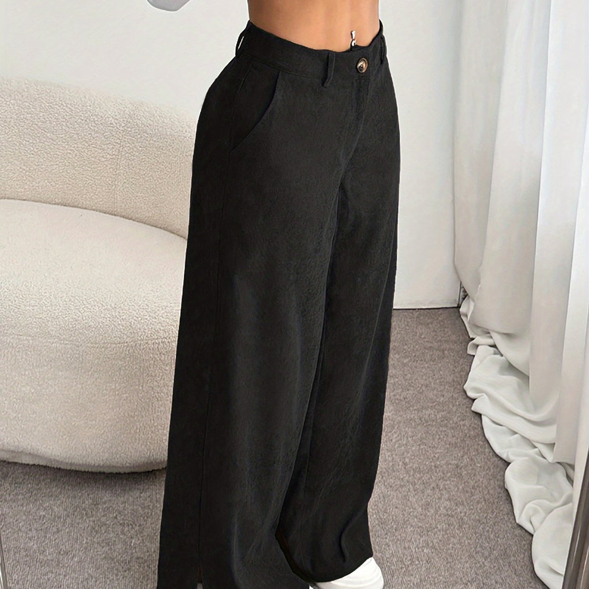 Margot | Women's Straight Leg Trousers – High Waisted Tailored Work Pants