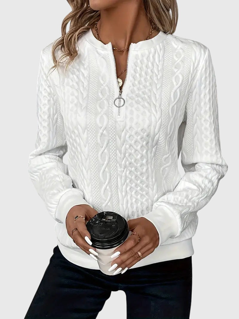 Casimira | Cable Knit Quarter-Zip Sweater view 5