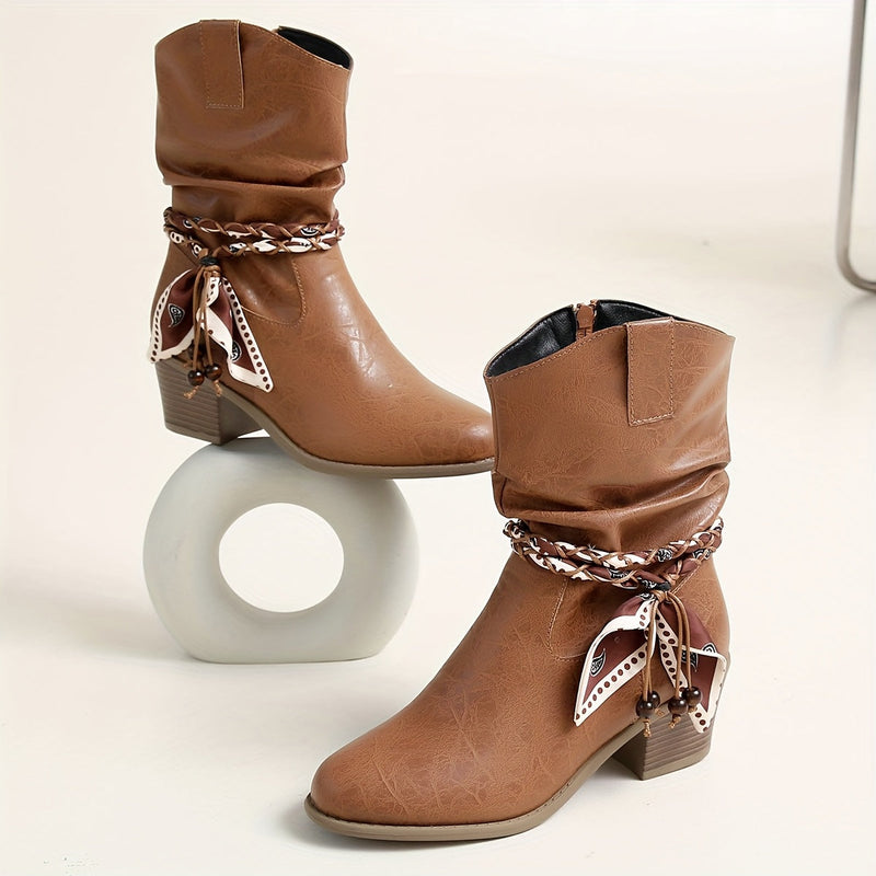 Isla | Slouch Ankle Boot with Bandana Charm