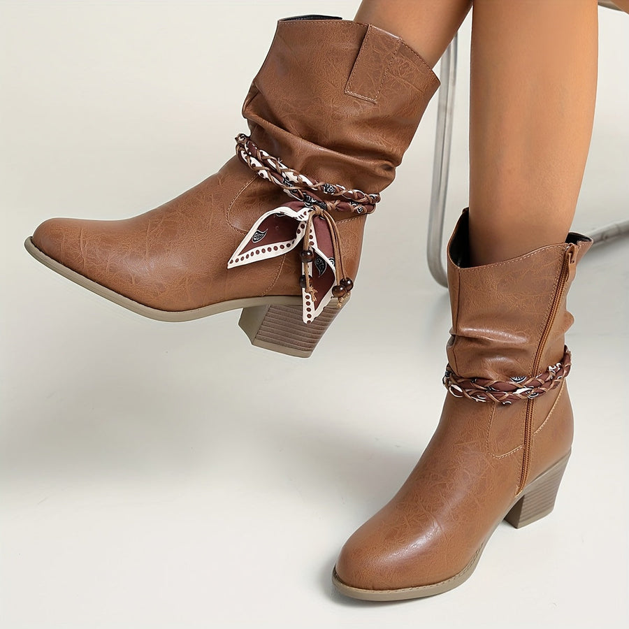 Isla | Slouch Ankle Boot with Bandana Charm view 3