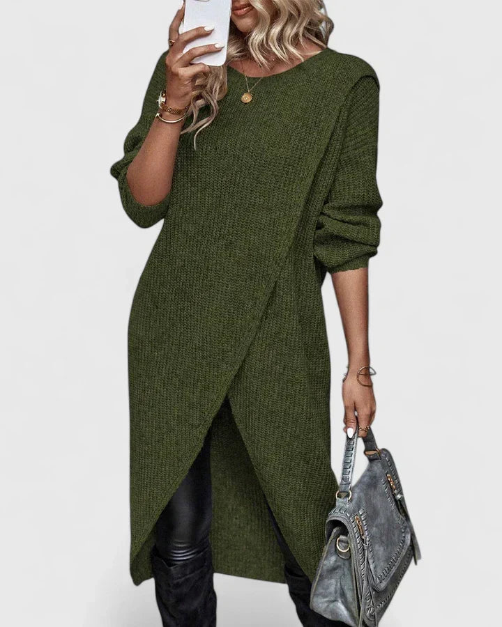 Eden | Knit Sweater Dress with Wrap Hem view 2