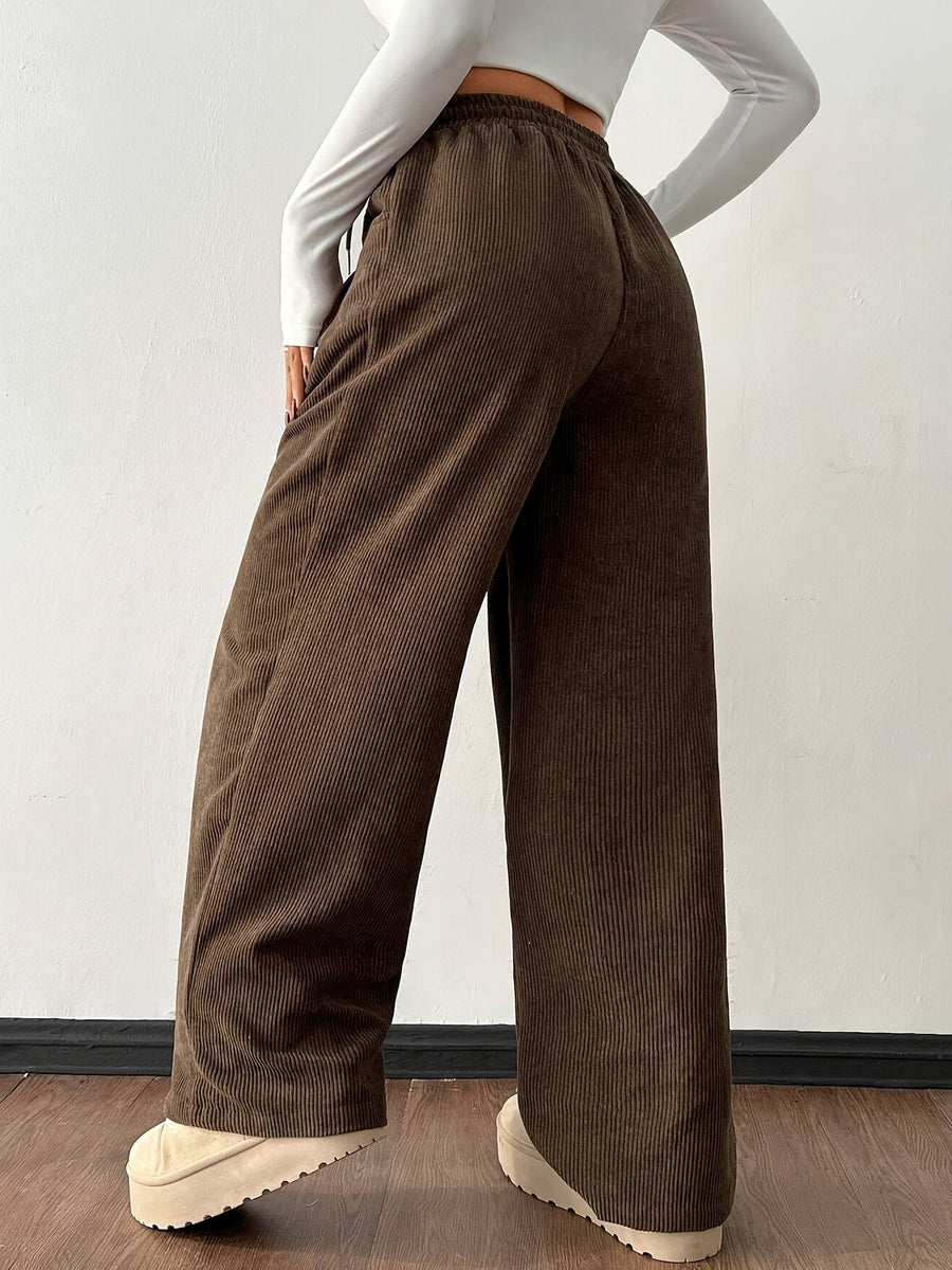 Tallulah | Women's Wide Leg Pants – Relaxed High Waisted Textured Trousers view 2