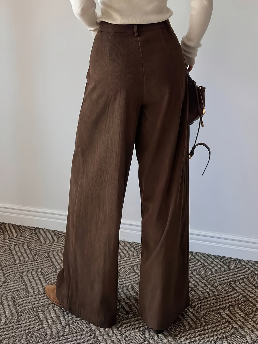 Celine | Women's Pleated Wide Leg Trousers – High Waisted Dress Pants view 8