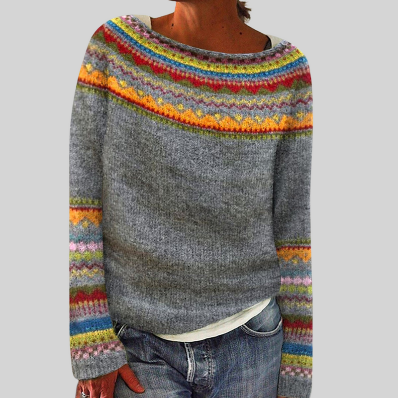 Eugenie | Women's Winter Sweater – Fair Isle Colorblock