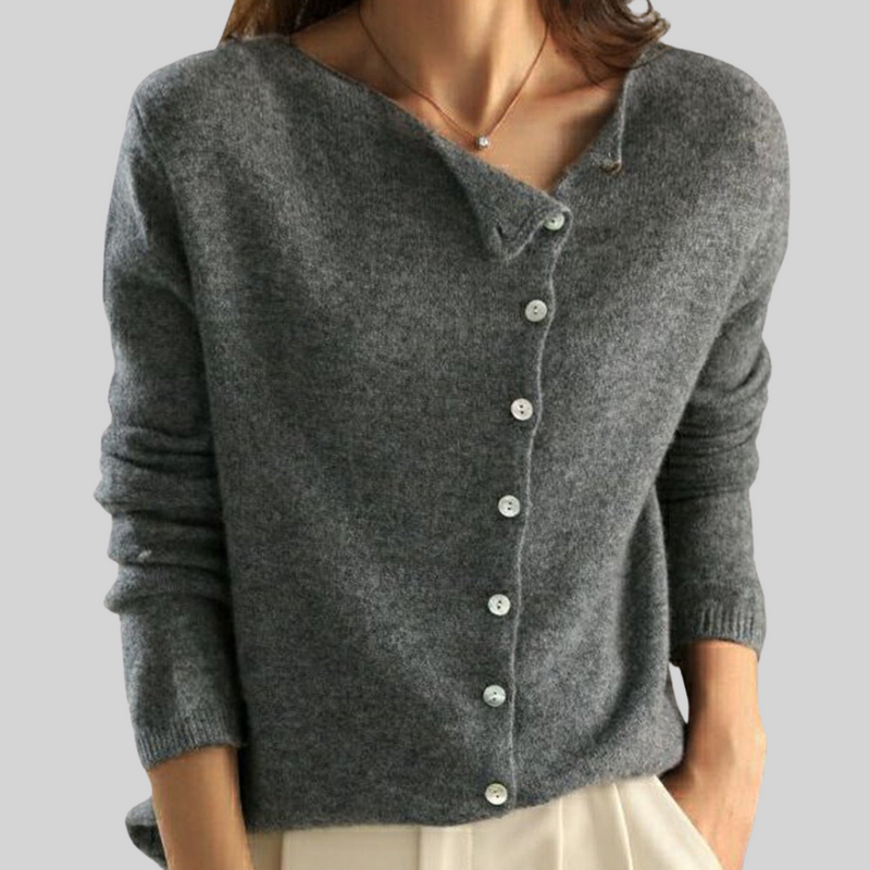 Rae | Women's Winter Cardigan – Button-Front, Beige