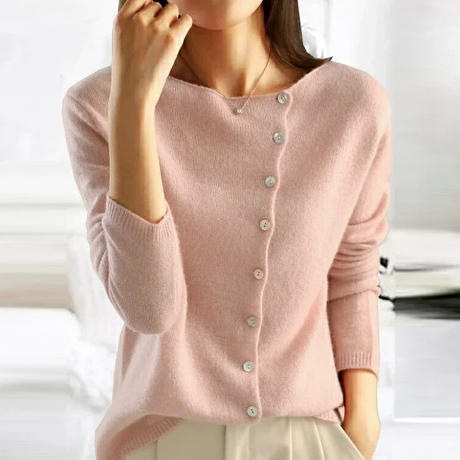 Rae | Women's Winter Cardigan – Button-Front, Beige view 4
