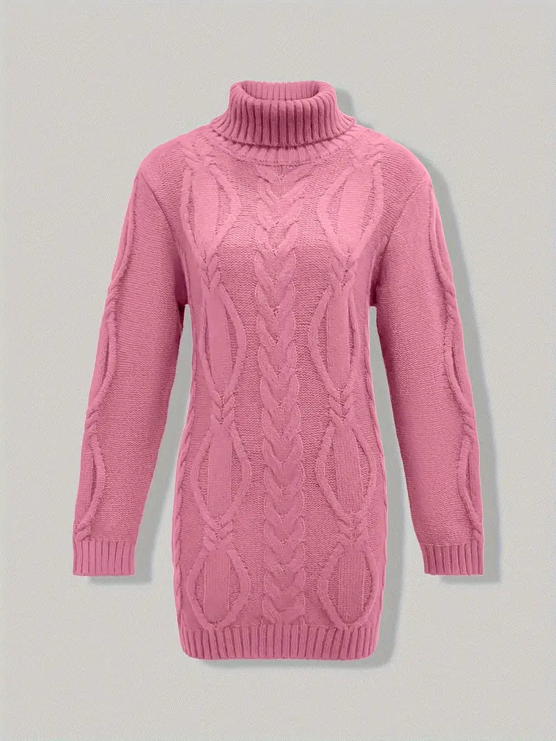 Helena | Women's Winter Sweater – Oversized Cable Knit Turtleneck view 8