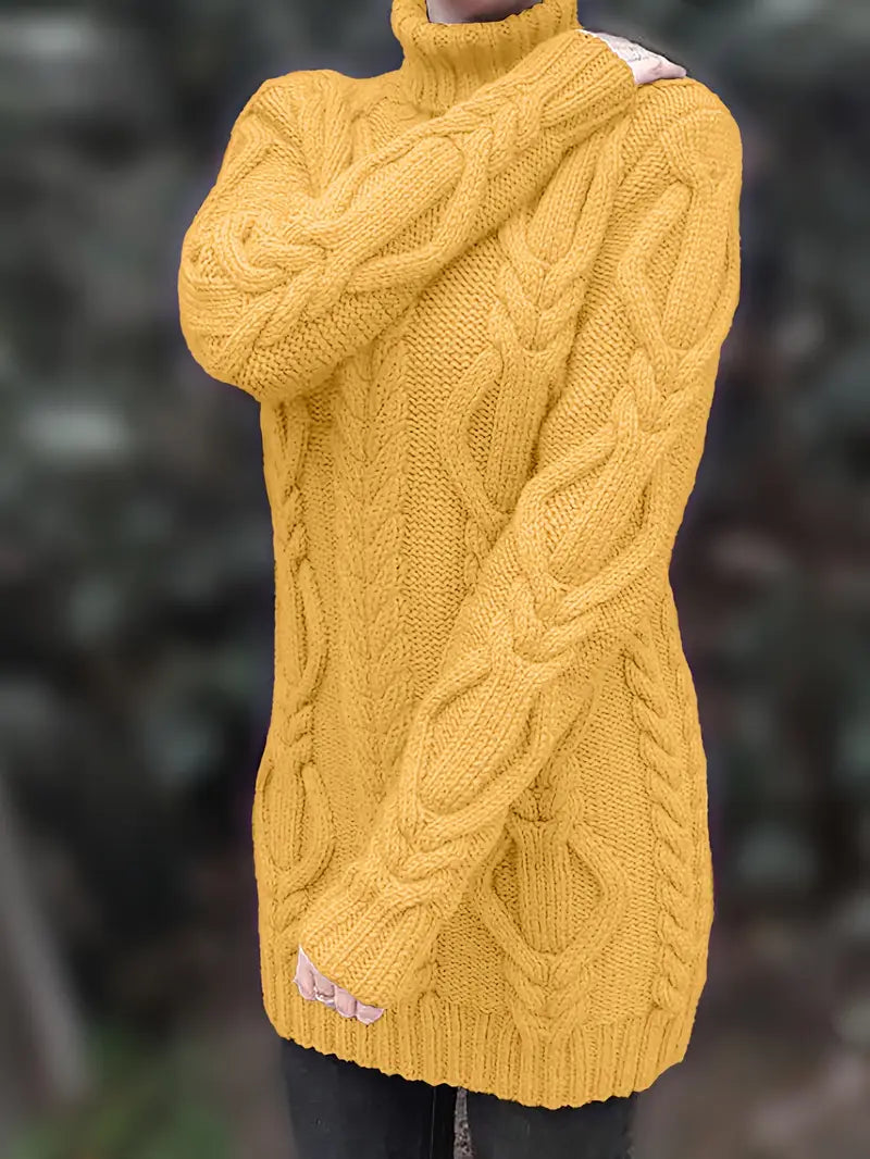 Helena | Women's Winter Sweater – Oversized Cable Knit Turtleneck view 11