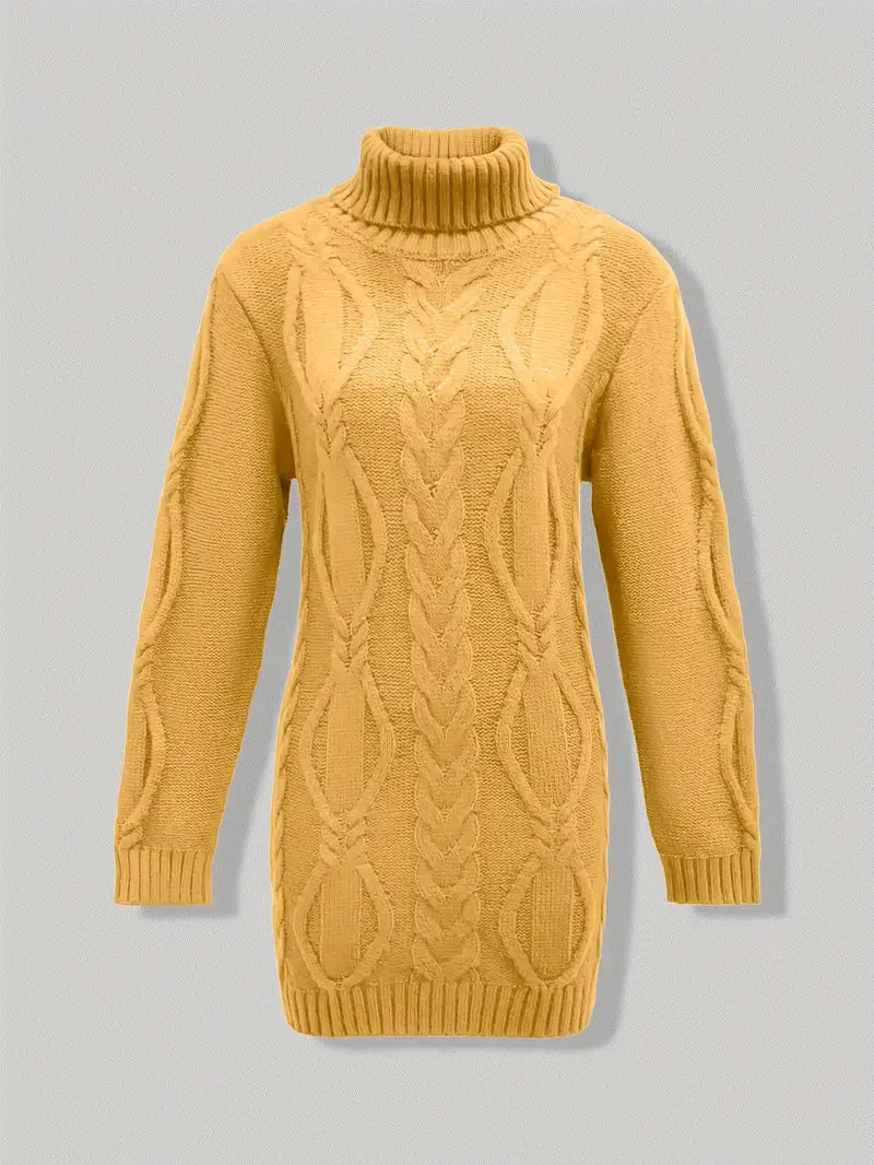 Helena | Women's Winter Sweater – Oversized Cable Knit Turtleneck view 13