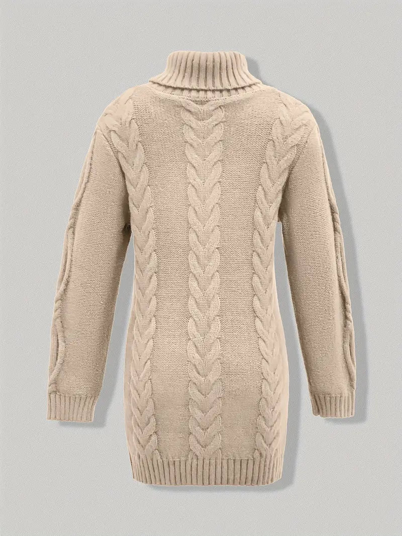 Helena | Women's Winter Sweater – Oversized Cable Knit Turtleneck view 16