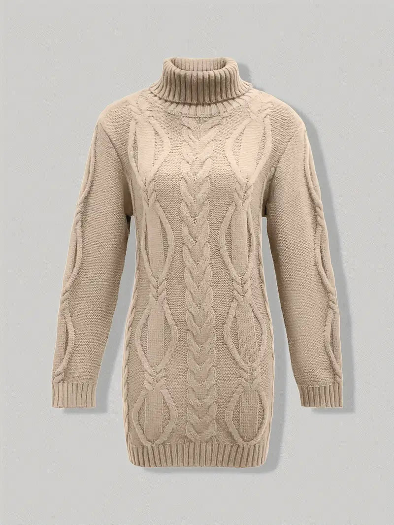 Helena | Women's Winter Sweater – Oversized Cable Knit Turtleneck view 17