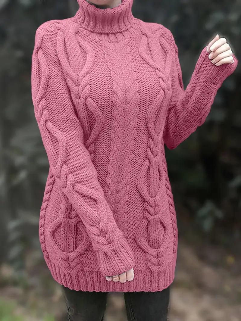 Helena | Women's Winter Sweater – Oversized Cable Knit Turtleneck view 1