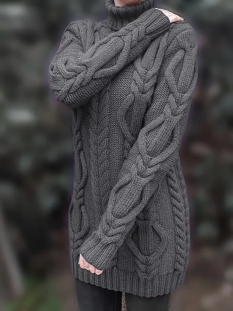 Helena | Women's Winter Sweater – Oversized Cable Knit Turtleneck view 19