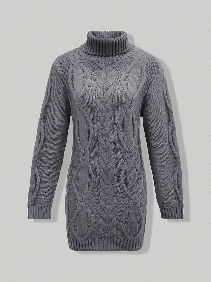 Helena | Women's Winter Sweater – Oversized Cable Knit Turtleneck view 21