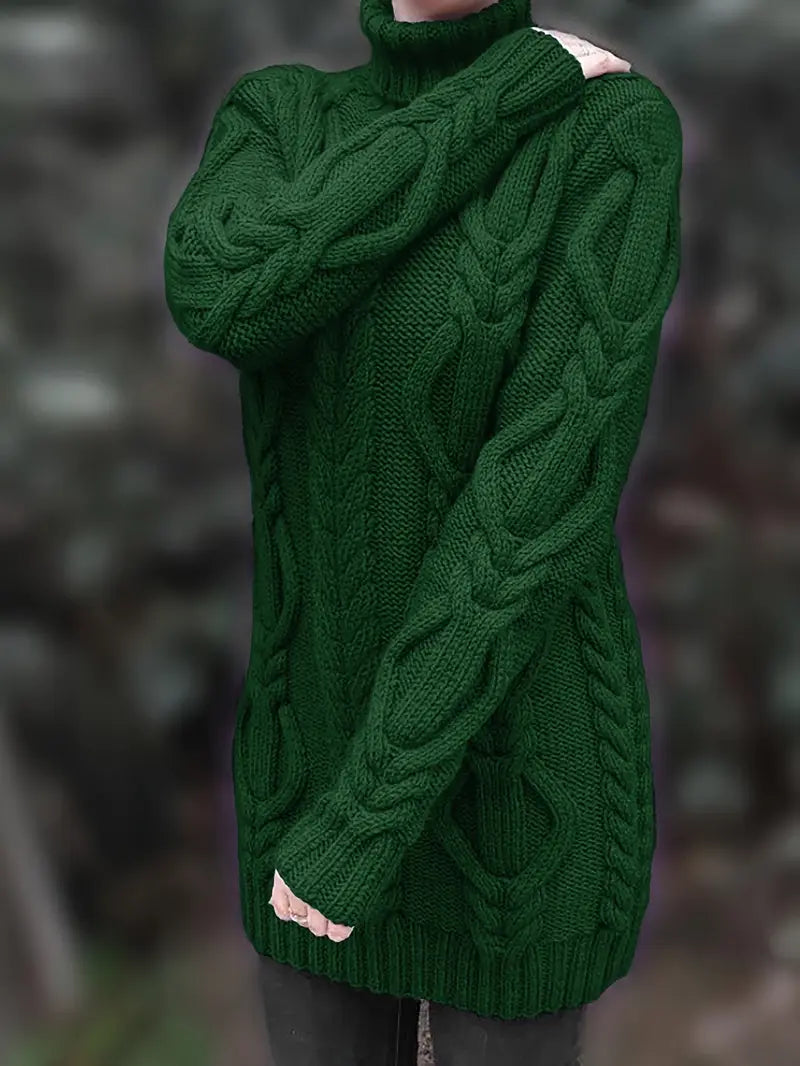 Helena | Women's Winter Sweater – Oversized Cable Knit Turtleneck view 23