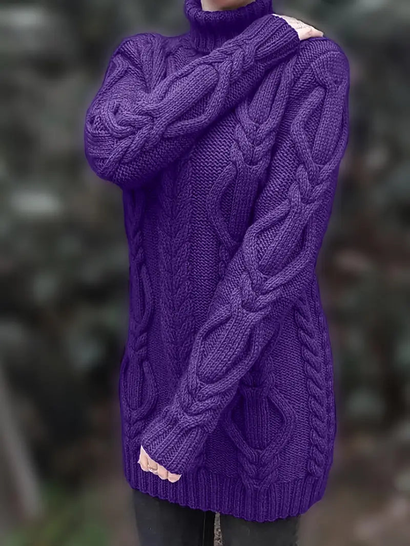 Helena | Women's Winter Sweater – Oversized Cable Knit Turtleneck view 27
