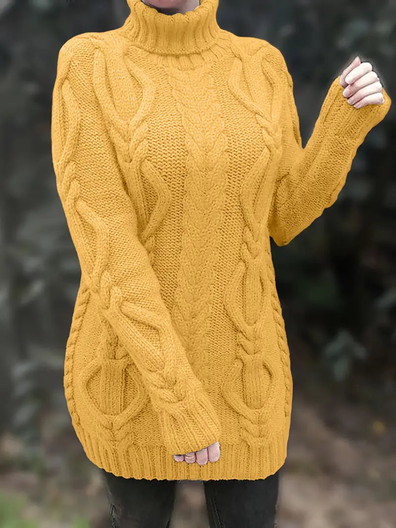 Helena | Women's Winter Sweater – Oversized Cable Knit Turtleneck view 2
