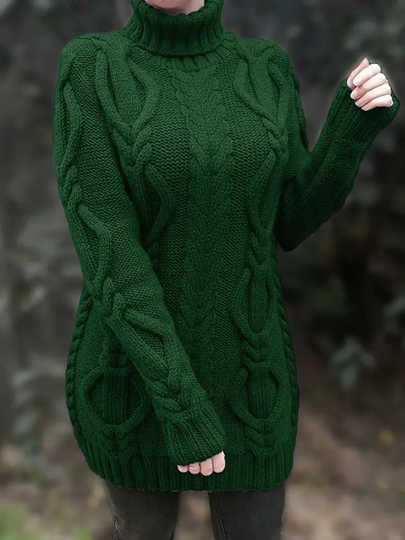 Helena | Women's Winter Sweater – Oversized Cable Knit Turtleneck view 5