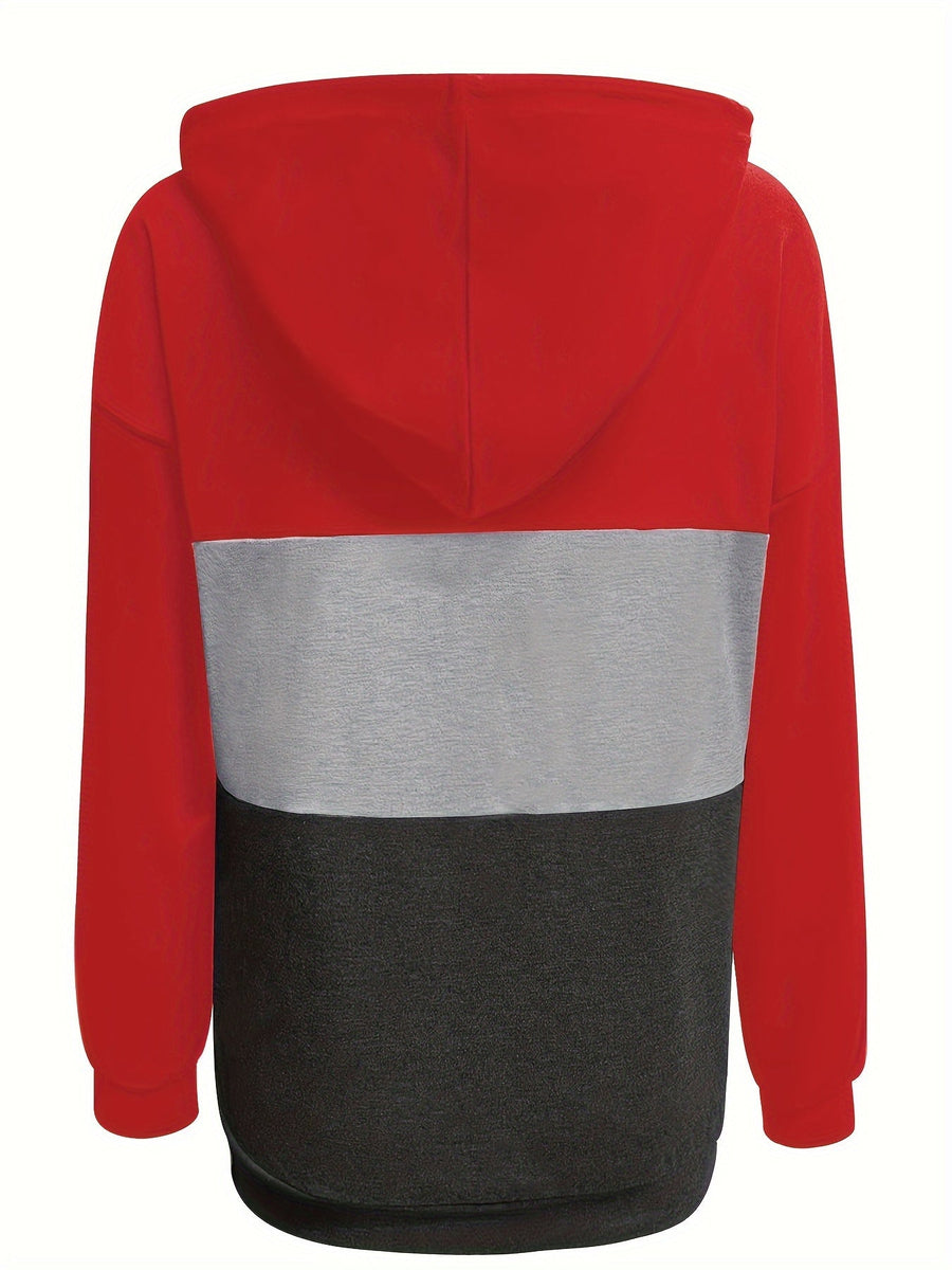 Brynne | Women's Color Block Hoodie – Button Neck Oversized Sweatshirt view 8