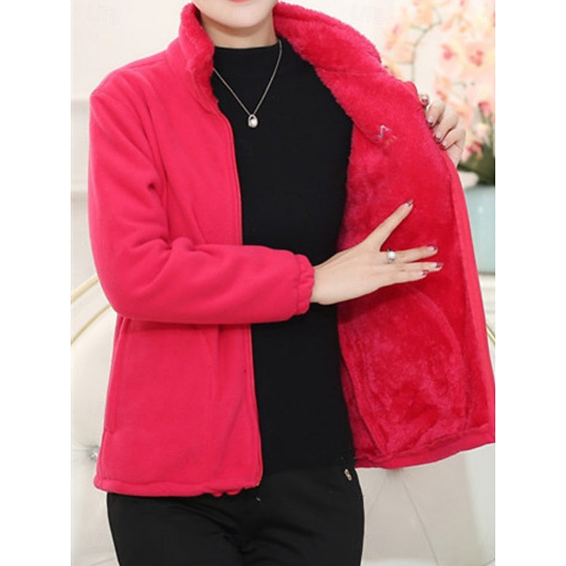 Marjorie | Women's Plus Size Winter Jacket – Stand Collar Cozy Fleece Coat view 4