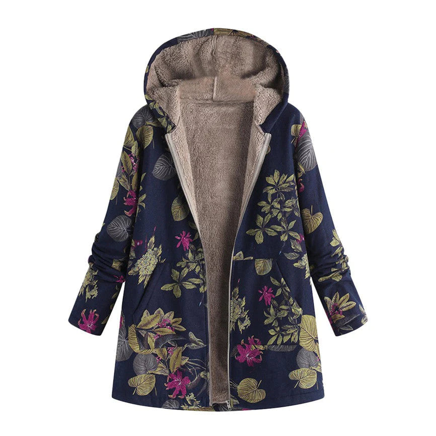 Bonnie | Women's Puffer Jacket – Hooded Floral Winter, Plus Size view 3