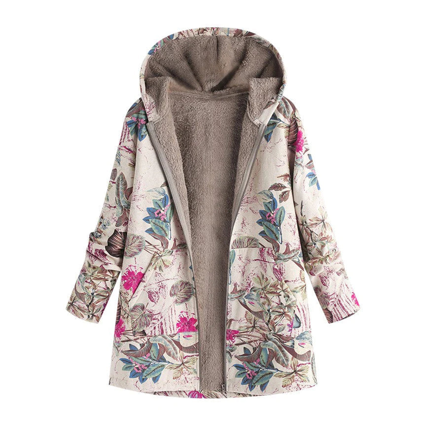 Bonnie | Women's Puffer Jacket – Hooded Floral Winter, Plus Size view 1