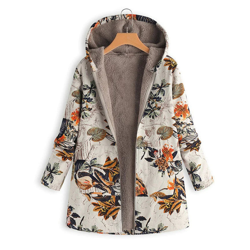 Bonnie | Women's Puffer Jacket – Hooded Floral Winter, Plus Size view 4
