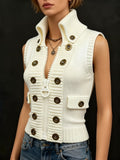 Tessa | Women's Vest Top – High Collar Zip Up Tailored Waistcoat